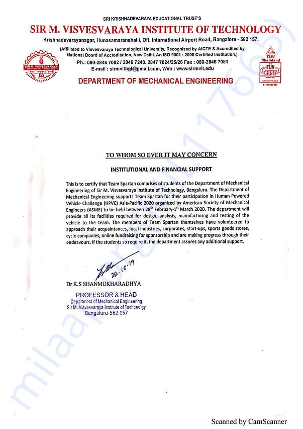Letter of Support from College