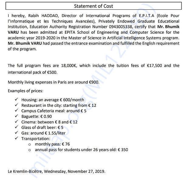 Estimation Letter