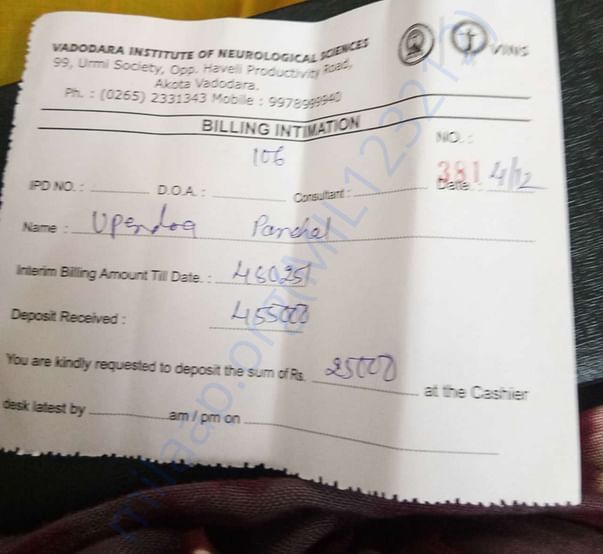 Everyday payment bill slip and medicine are separatly taken
