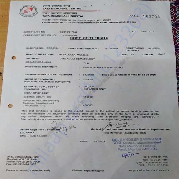 Cost Estimation Letter