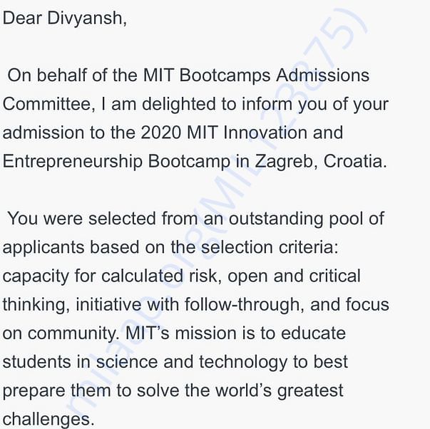 Admission letter