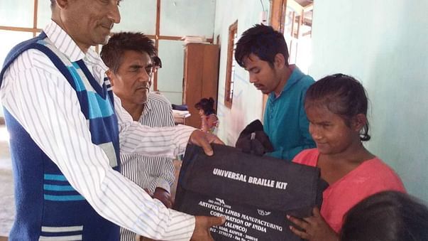 Some organizations donating study material for the blind students