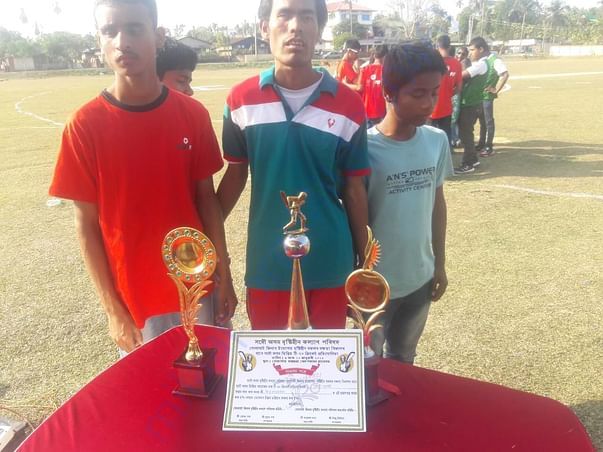 The visually impaired students after their victory in cricket tourname