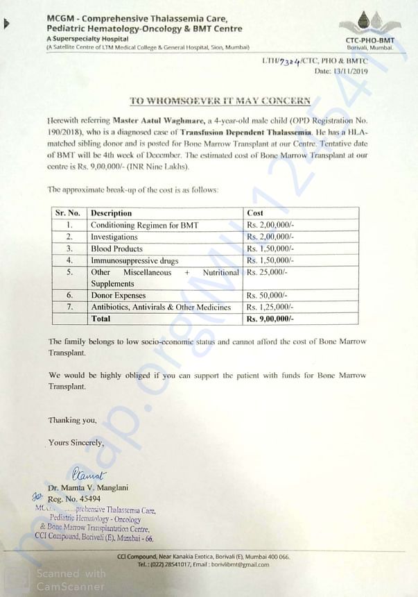Estimation letter