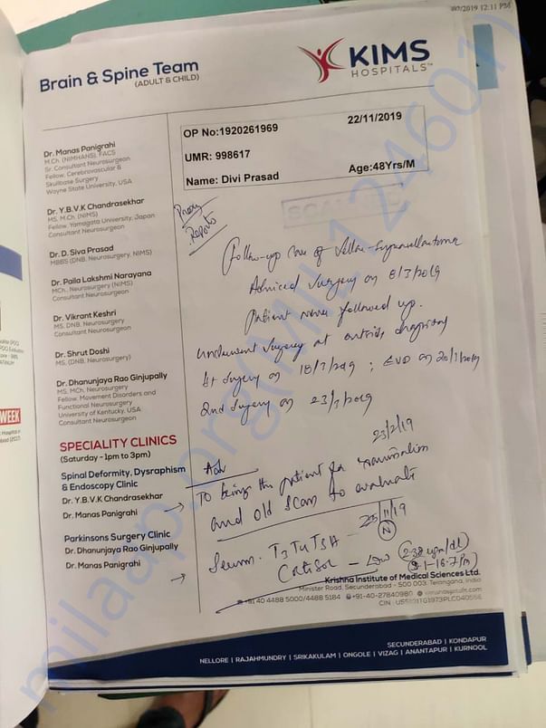 Before Admission Doctor opinion document