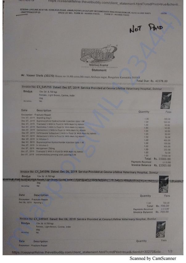Surgery invoice