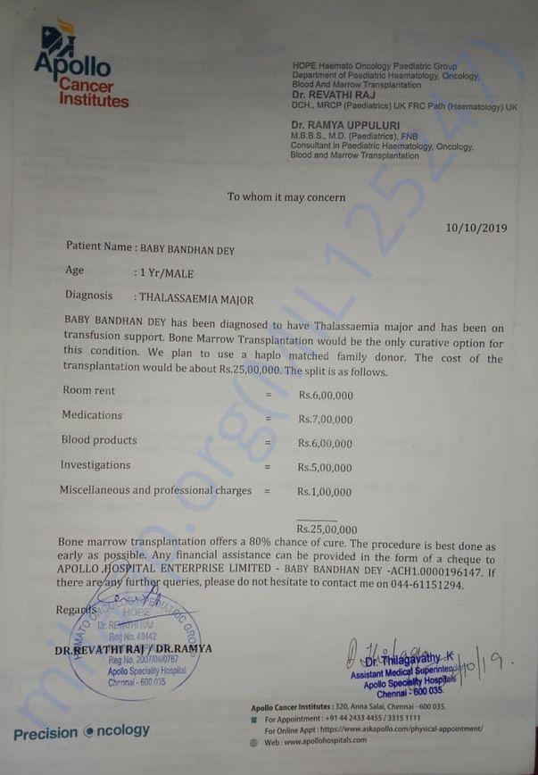 This is the bill of operation of Bandhan