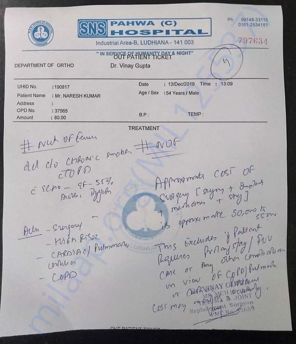 Hospital prescription