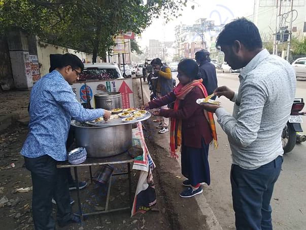 Free food serving -Earlier by Food Stall