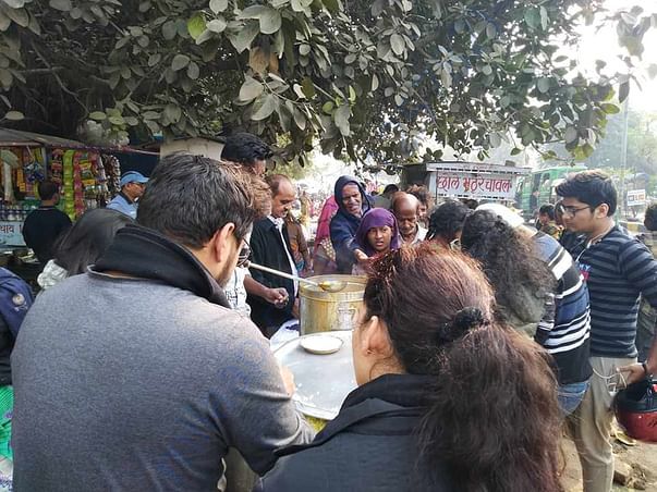 Free food serving -Earlier by Food Stall