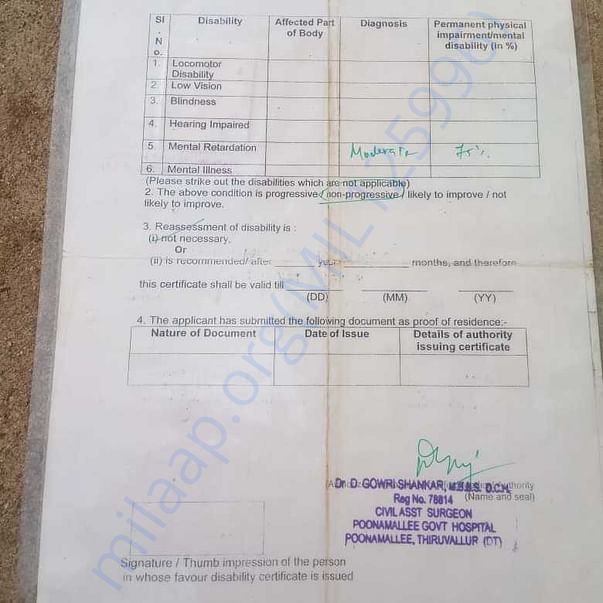 Medical report Back side
