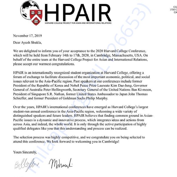 Admission letter