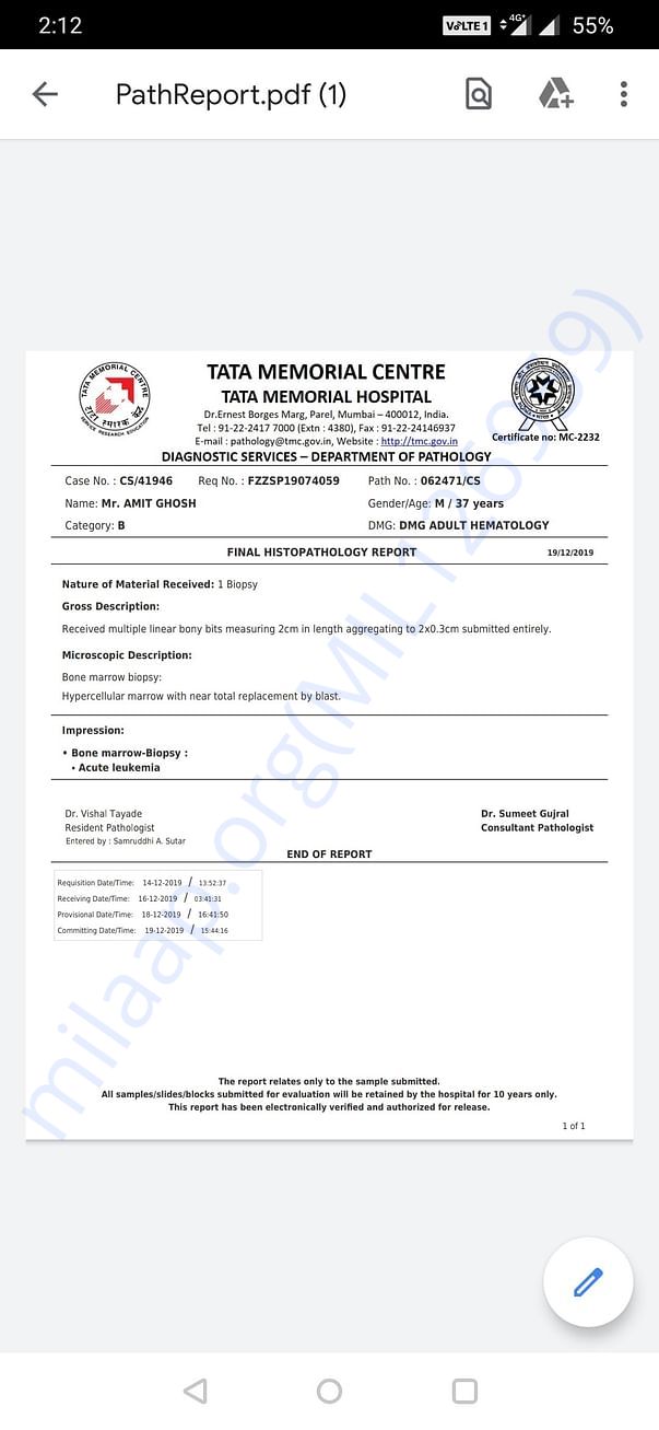Bone Marrow Report