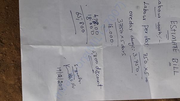 Estimate of Labour charges for the work