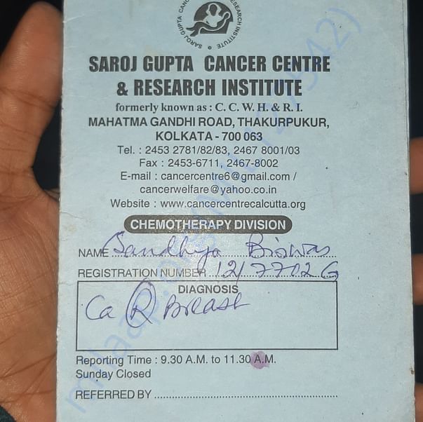 Cancer hospital card