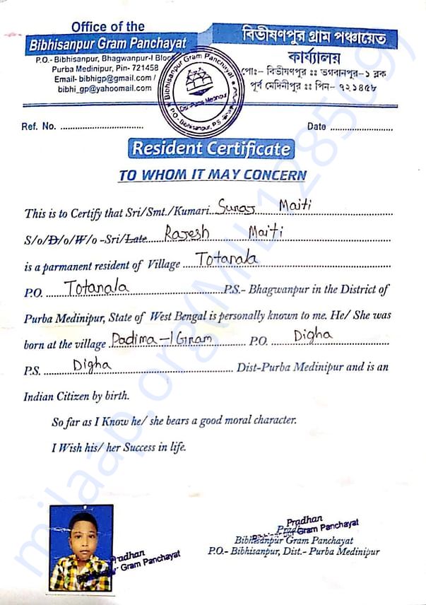 Residential certificate
