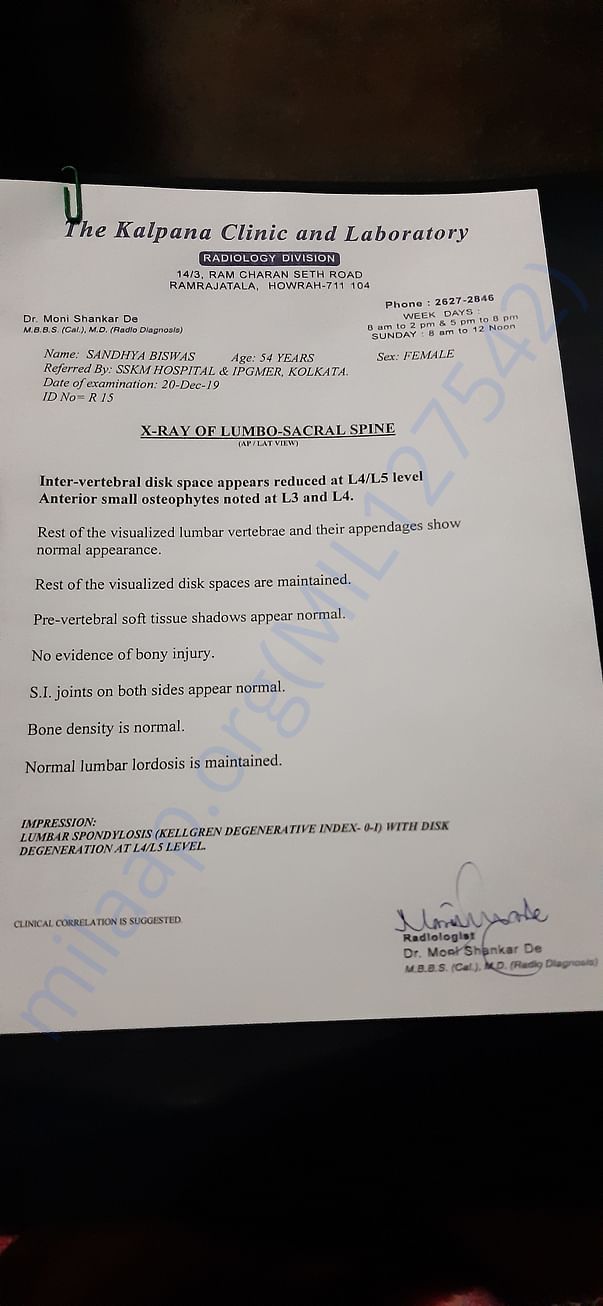 Medical report 27/12/2019
