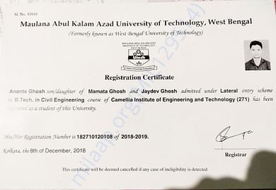 Registration certificate