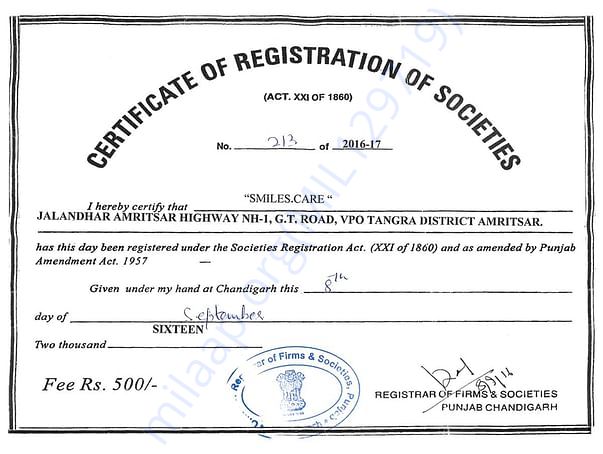 Attached is the Certificate of Registration of the NGO.