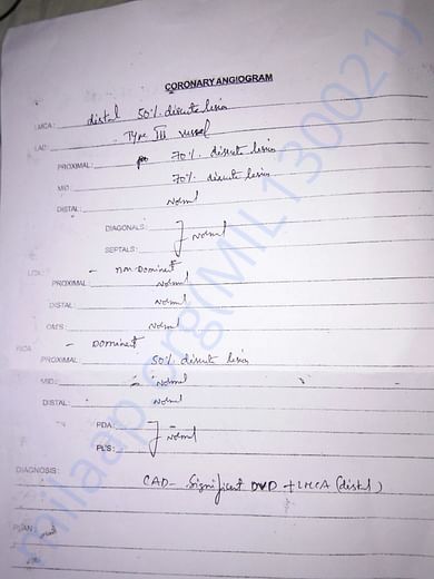 Coronory Angiogram Report