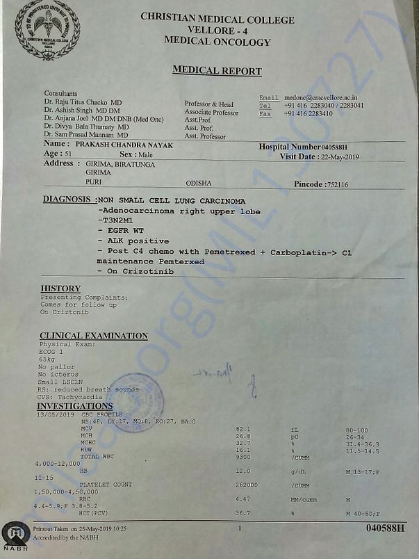 Oncology Medical Report (2019)