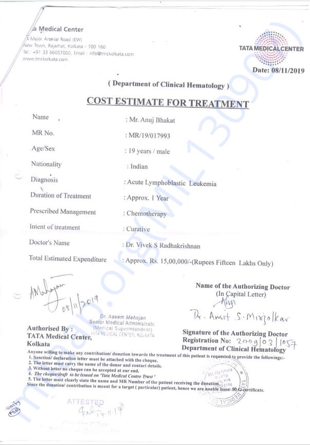 Estimation letter