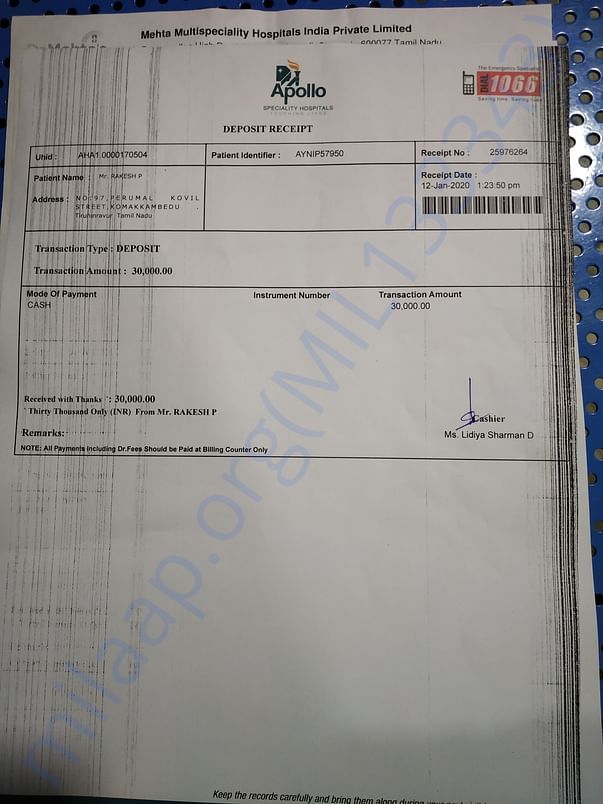 Apollo hospital bill 2