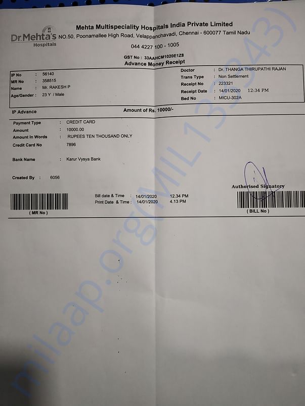 Dr.Mehta hospital bill 1
