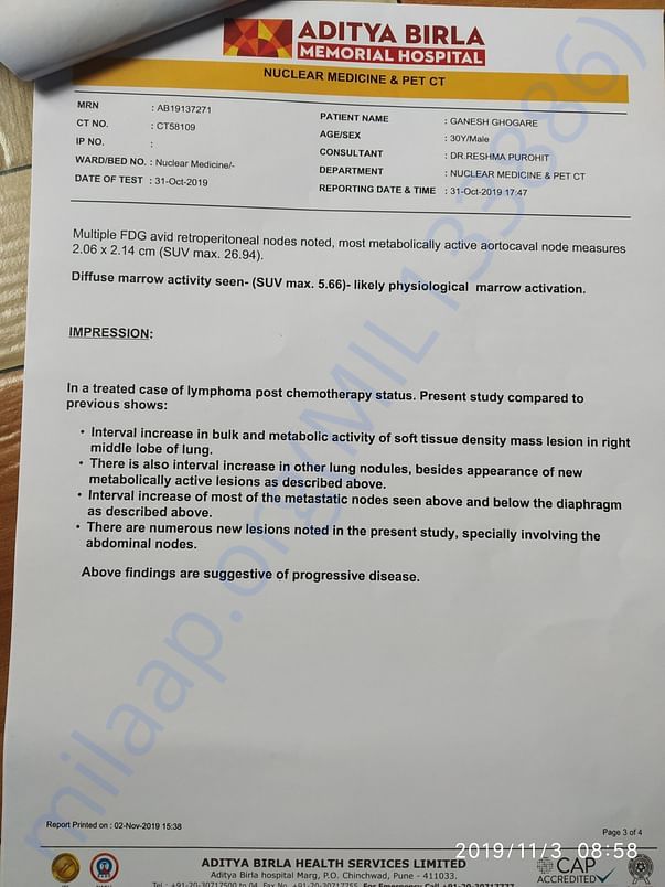 Pet scan report
