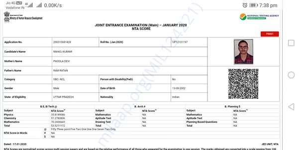 his 6months exam mark-sheet