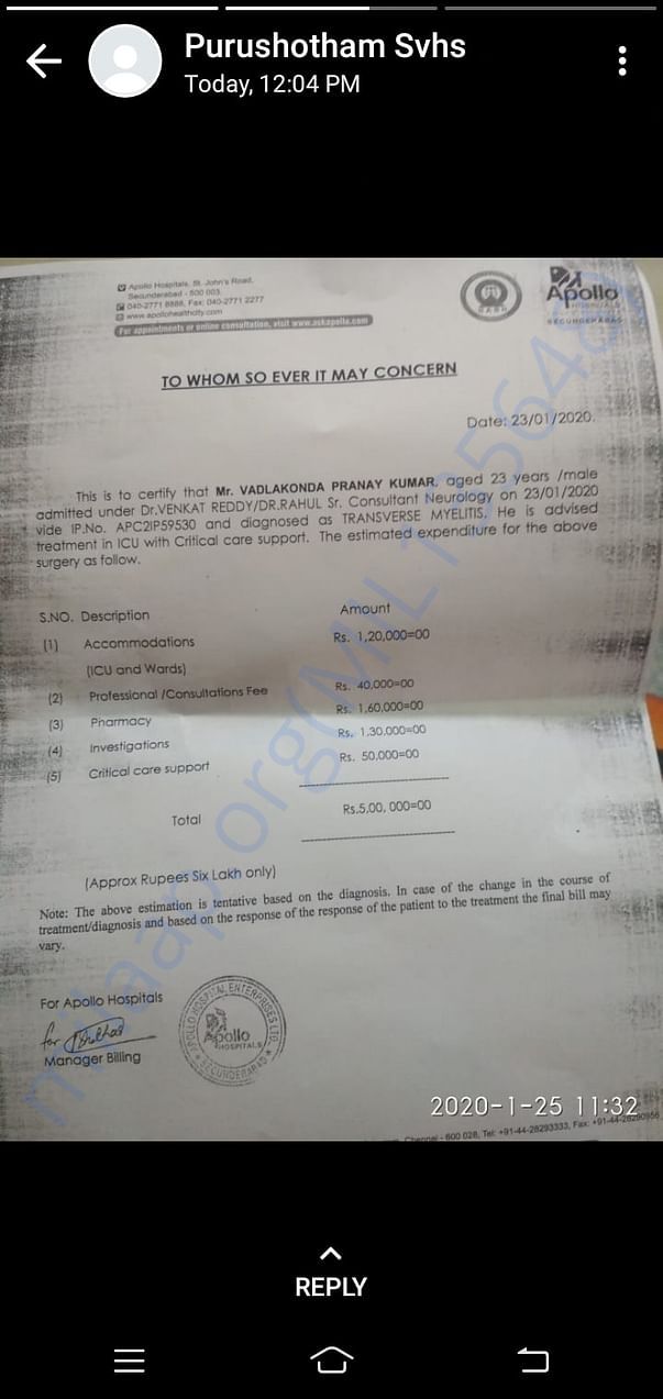 Estimated cost just for 2. Days with surgery it's up-to 30lakhs