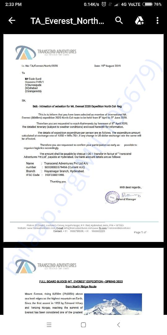 Invitation for climbing Mt Everest - Page 1