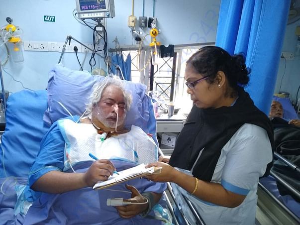 my father, the day after they have put the tube in his throat