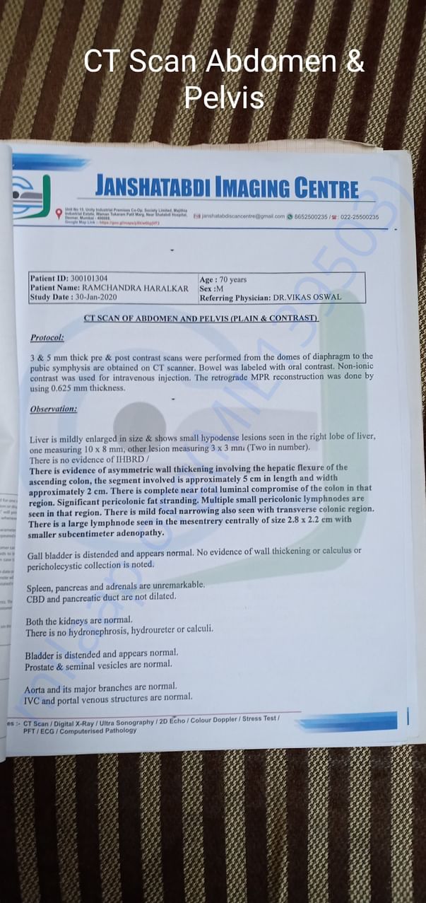 CT Scan Abdomen & Pelvis Report