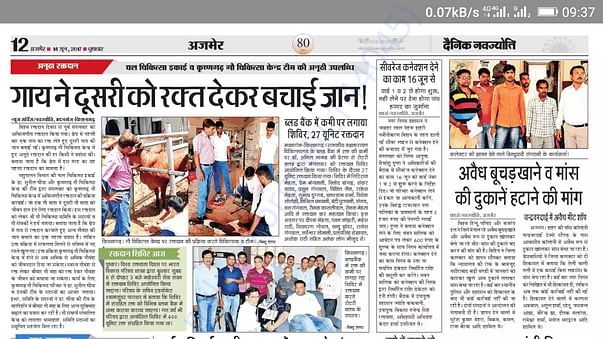 Blood donation by cow