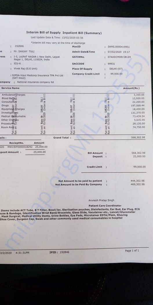 Bill as on 13-Feb-2020