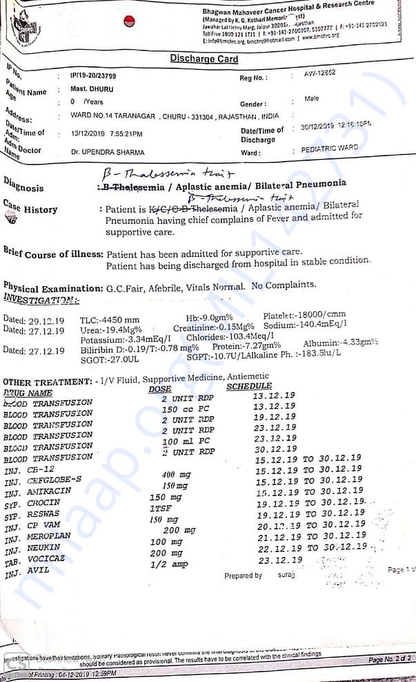Hospital Reports and Bills