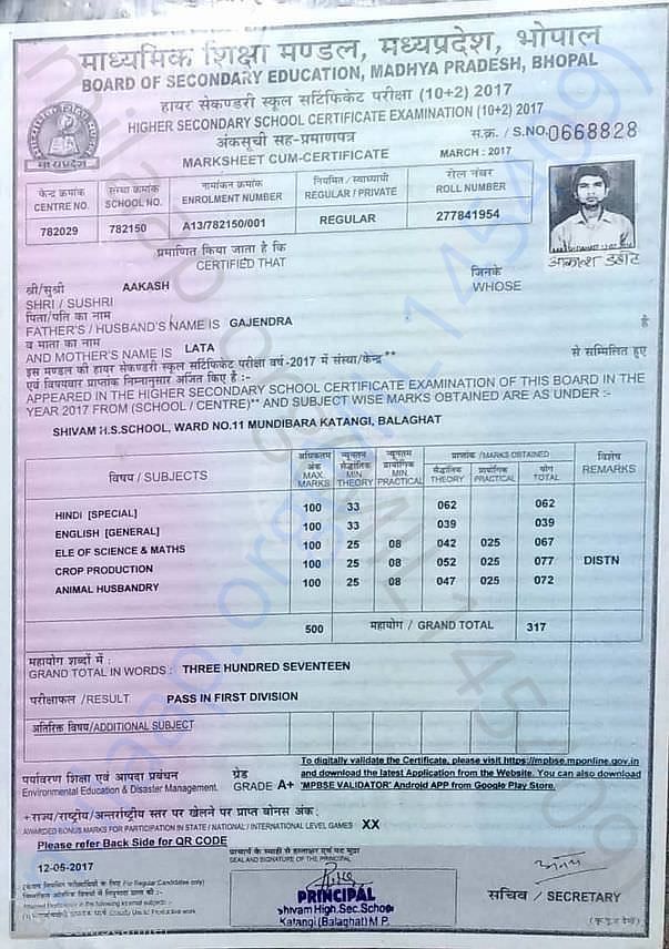 marks sheet