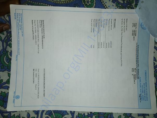 Just 1 hospital bill of cmc Vellore