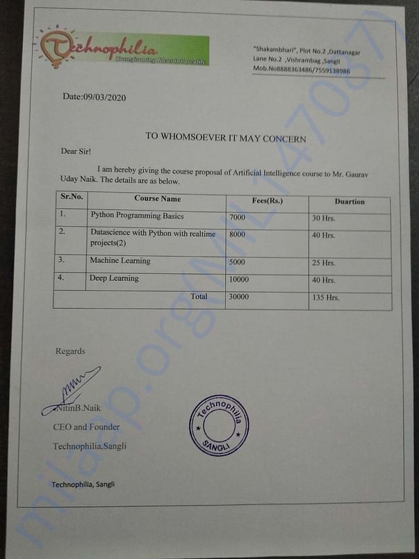 Private Institutional Fees structure.. Where want an Admission for cou