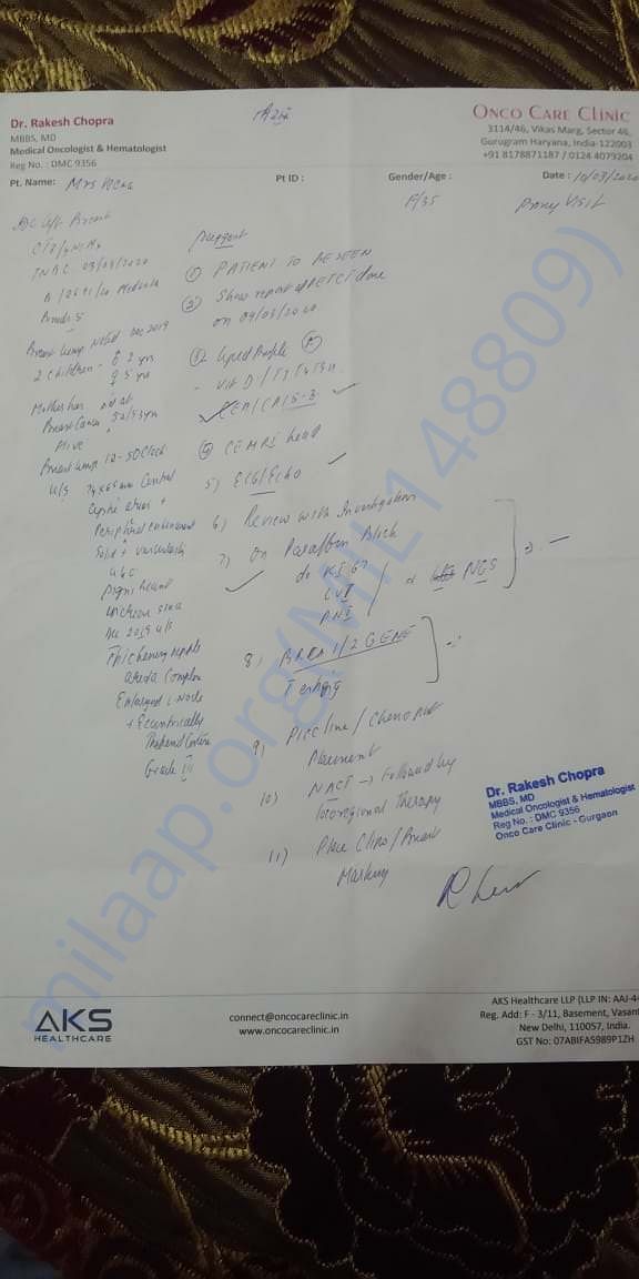 Medical documents of Mrs. Veena