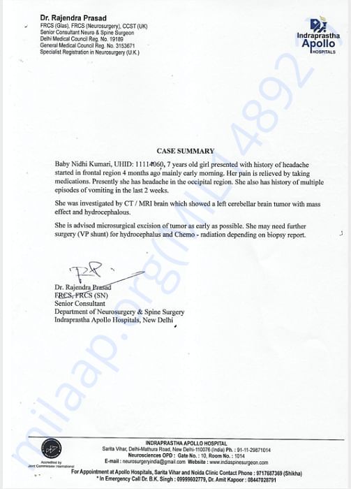 Dr. Prasad medical note