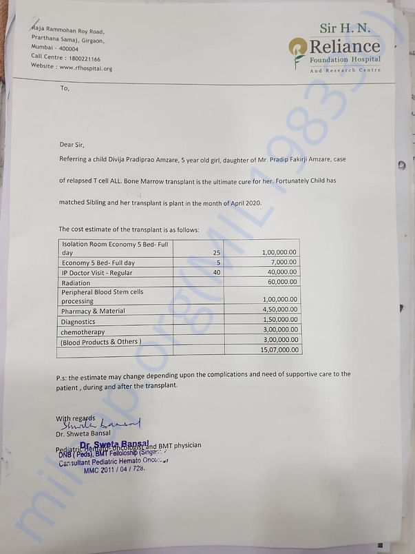 Estimation letter
