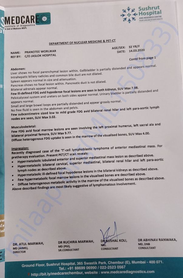 Pet scan report page 2