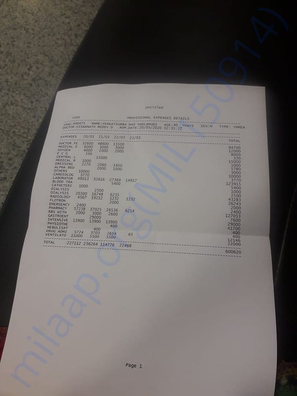 Sample bill for last 3 dates