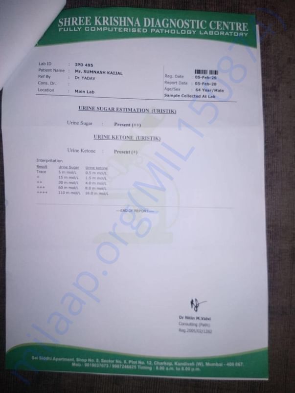 Blood Sugar Test Report