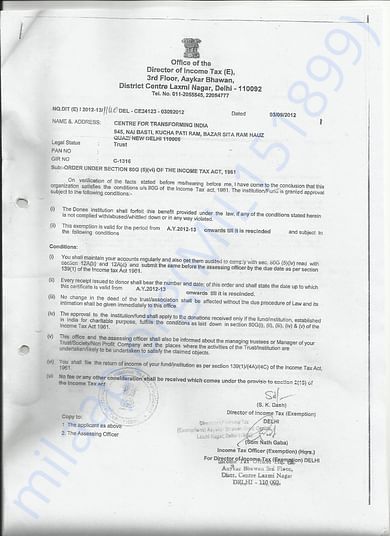80G Certificate