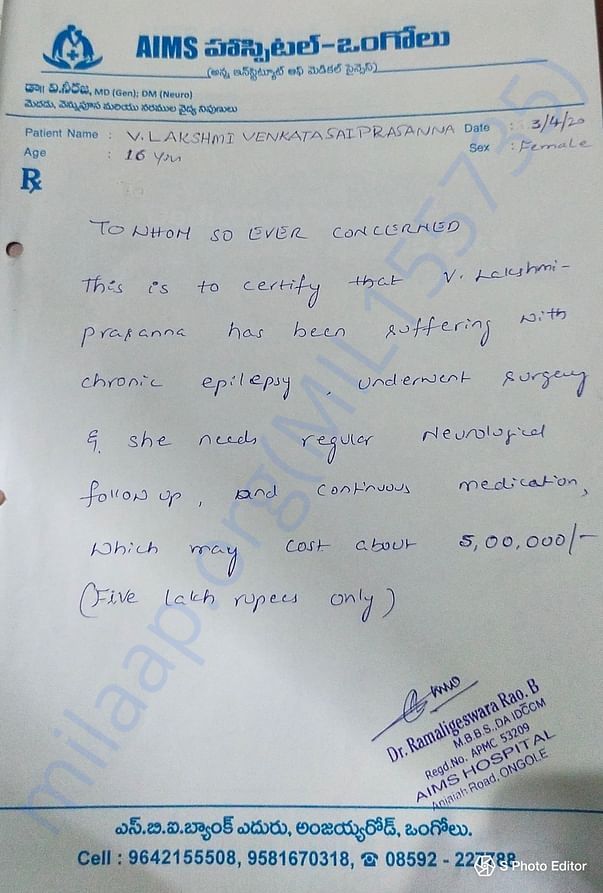 Medical Expenditure cum test Estimate