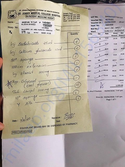 Treatment is going on her medicines bills
