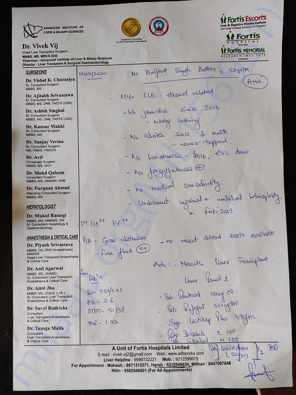 Dr Vivek Vij, Chief Liver Transplant Surgeon, Fortis Escorts Delhi